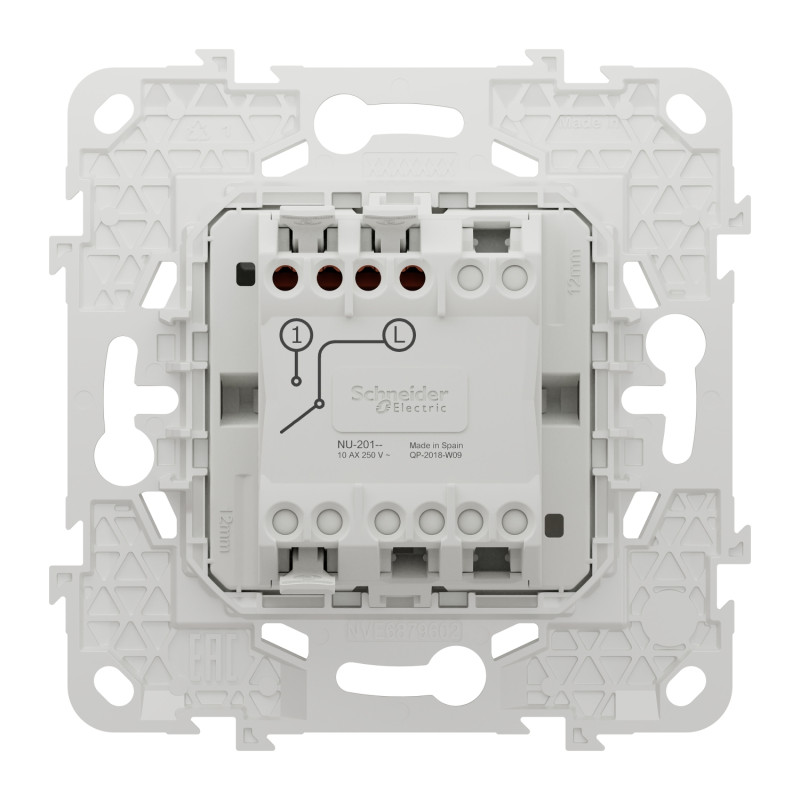 Выключатель 1-клавишный Белый 74.5х74.5х21.15mm PC [NU520118] Unica New Schneider Electric