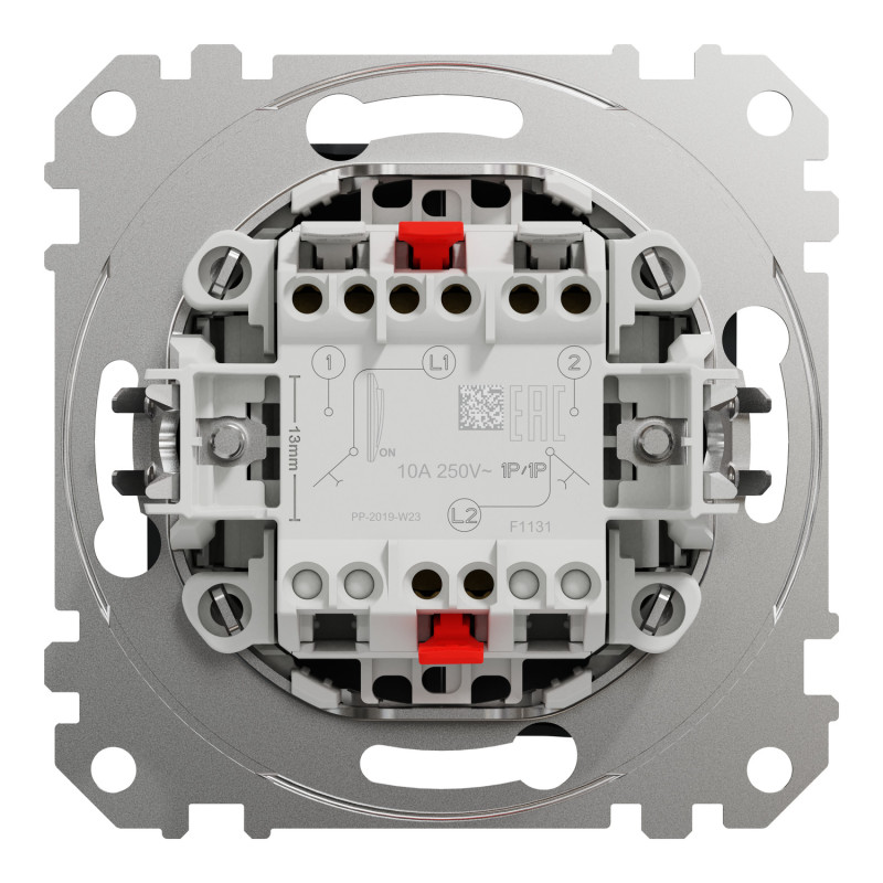 Кнопочный двухклавишный выключатель Черный 73х73х37mm ABS-UV [SDD114118] Sedna Design & Elements Schneider Electric