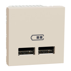 Розетка USB двойная 2.1А 2 модуля бежевая [NU341844] PC Unica New Шнейдер Электрик