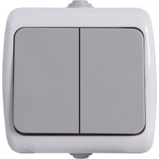 Выключатель 2-клавишный наружный IP44 серый [s035062] E.NEXT e.aqua.1112.grg