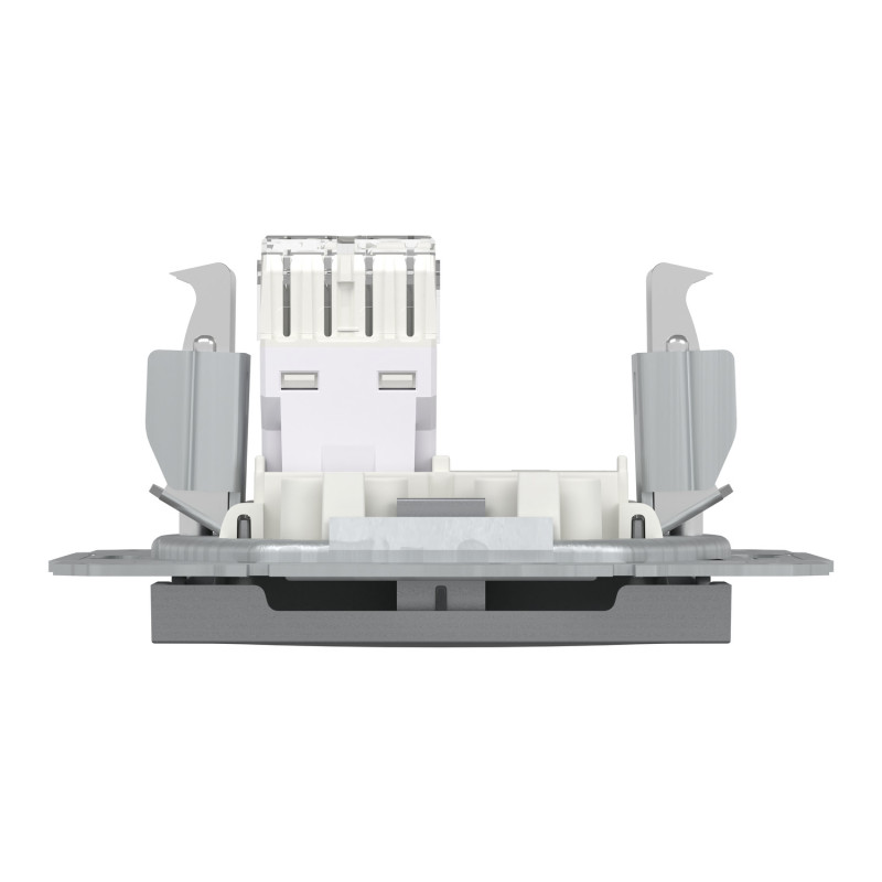 Розетка комп'ютерна RJ45 UTP кат.6 Asfora сталь ABS [EPH4700162] Шнейдер Електрік