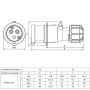 Силовая вилка 2P+PE 16А 250В переносная IP44 полиамид синяя [A0080010101] UCombi АСКО