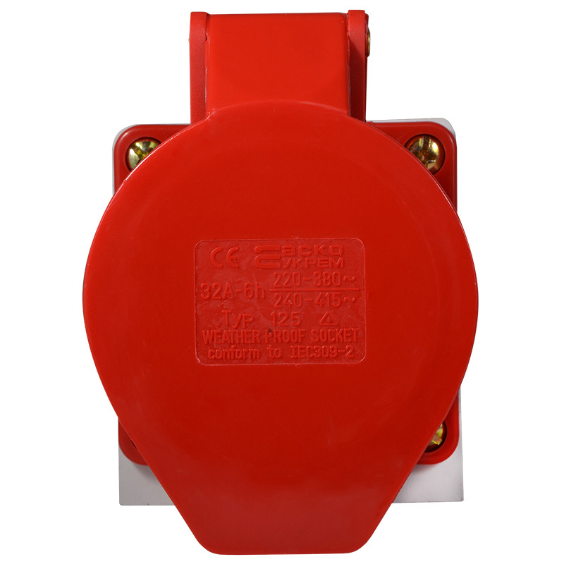 Силовая розетка 3P+N+PE 32А 400В стационарная IP44 красная [A0080040006] ГC (125) АСКО