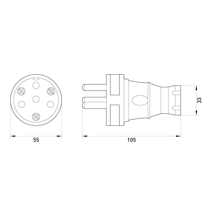 Силова вилка 3P+N 25А 250В переносна каучук IP44 чорна [s9100028] E.NEXT e.plug.rubber.030.25