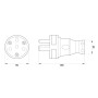 Силова вилка 3P+N 25А 250В переносна каучук IP44 чорна [s9100028] E.NEXT e.plug.rubber.030.25