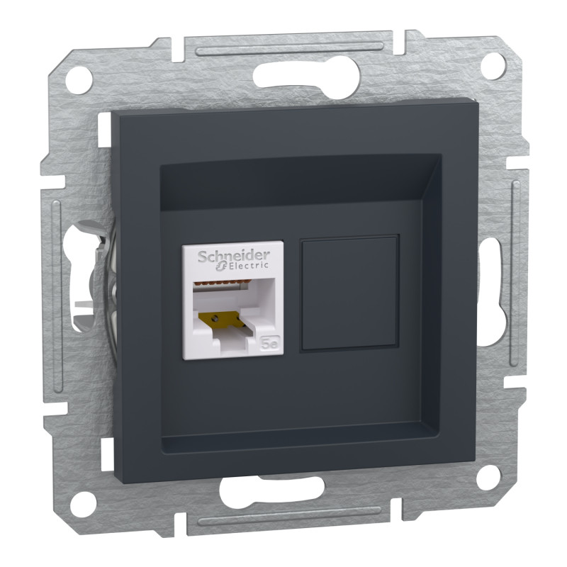 Розетка комп'ютерна RJ45 STP кат.5Е Asfora чорна ABS [EPH5000171] Шнейдер Електрік