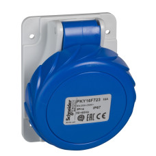 Силовая розетка 3P+N+E 32А 250В встраиваемая IP67 синяя [PKY32F725] PratiKa Schneider Electric
