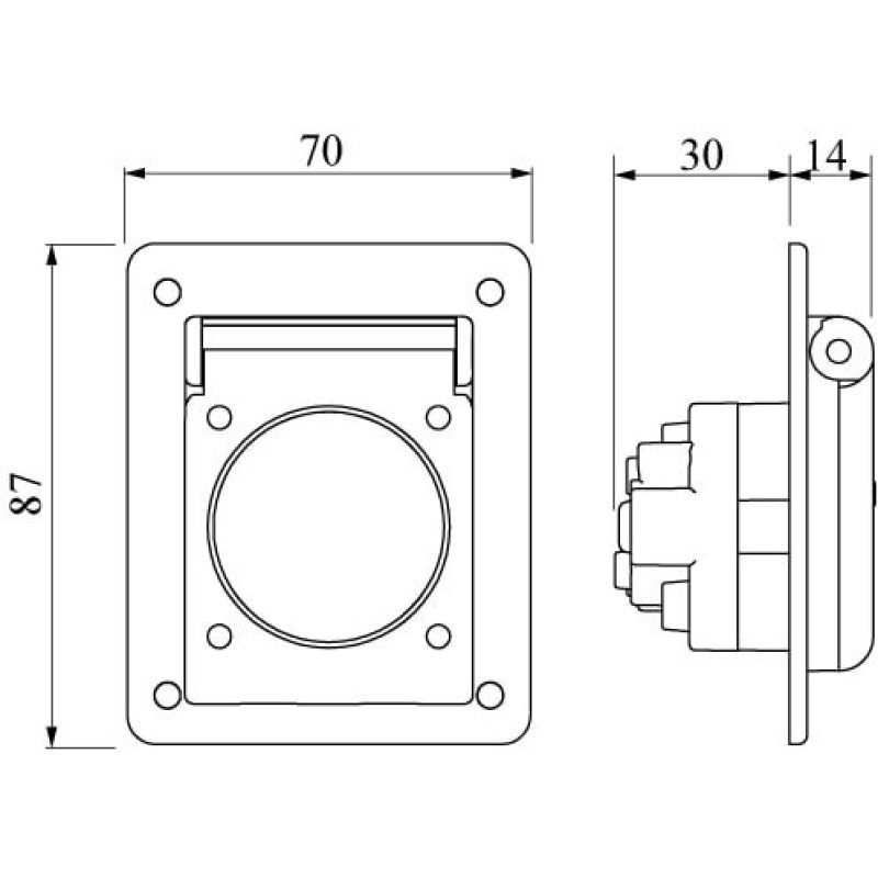Розетка с заземлением основа 70х87мм IP54 синий [DIS5704061] ДКС Quadro
