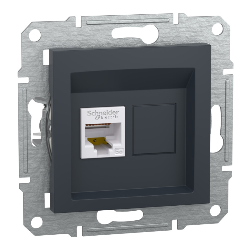 Розетка комп'ютерна RJ45 UTP кат.5Е Asfora чорна ABS [EPH4300171] Шнейдер Електрік