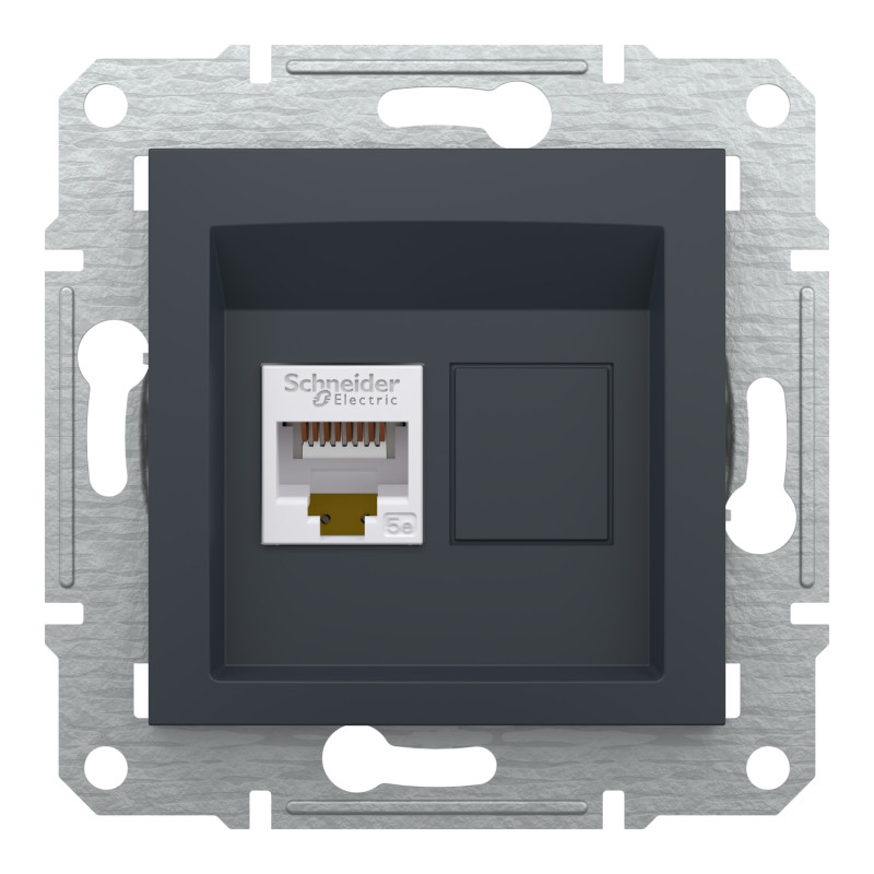 Розетка комп'ютерна RJ45 UTP кат.5Е Asfora чорна ABS [EPH4300171] Шнейдер Електрік