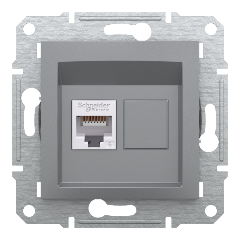 Розетка комп'ютерна RJ45 UTP кат.6 Asfora сталь ABS [EPH4700162] Шнейдер Електрік