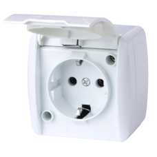 Розетка с заземлением наружная с крышкой IP54 белый [s035056] E.NEXT e.aqua.1231.gr