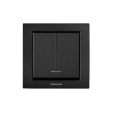 Выключатель двухклавишный с подсветкой Karre Plus 55 с рамкой ABS черный [WDTC90102BL-UA1] Panasonic