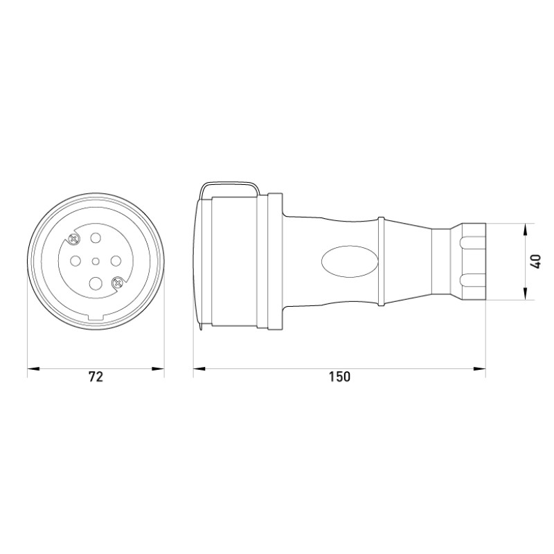 Силовая розетка 3P+N 32А 400В переносная каучук IP44 черная [s9100033] E.NEXT e.socket.rubber.071.32
