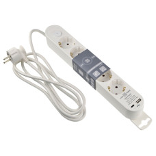 Сетевой фильтр-удлинитель 5 гнезд 2м с з/к USB+Type C с выключателем [ECO019001007] Ornat АСКО