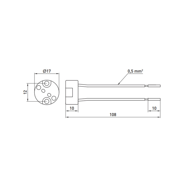 Патрон G5,3 довжина проводу 12 см. 16х26mm керамічний [s9100012] e.lamp socket.G5,3.12cm E.NEXT