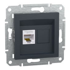 Розетка компьютерная RJ45 UTP кат.5Е Asfora черная ABS [EPH4300171] Шнейдер Электрик