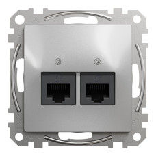 Два разъема RJ45 кат.5E UTP алюминий [SDD113452] ABS-UV Sedna Design&Element Шнейдер Электрик