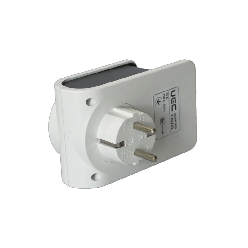 Розетка з USB зарядкою 16А 2P+PE 2хUSB 2,4А білий [WTP11-16-01-G-U] Т-02/01 UEC