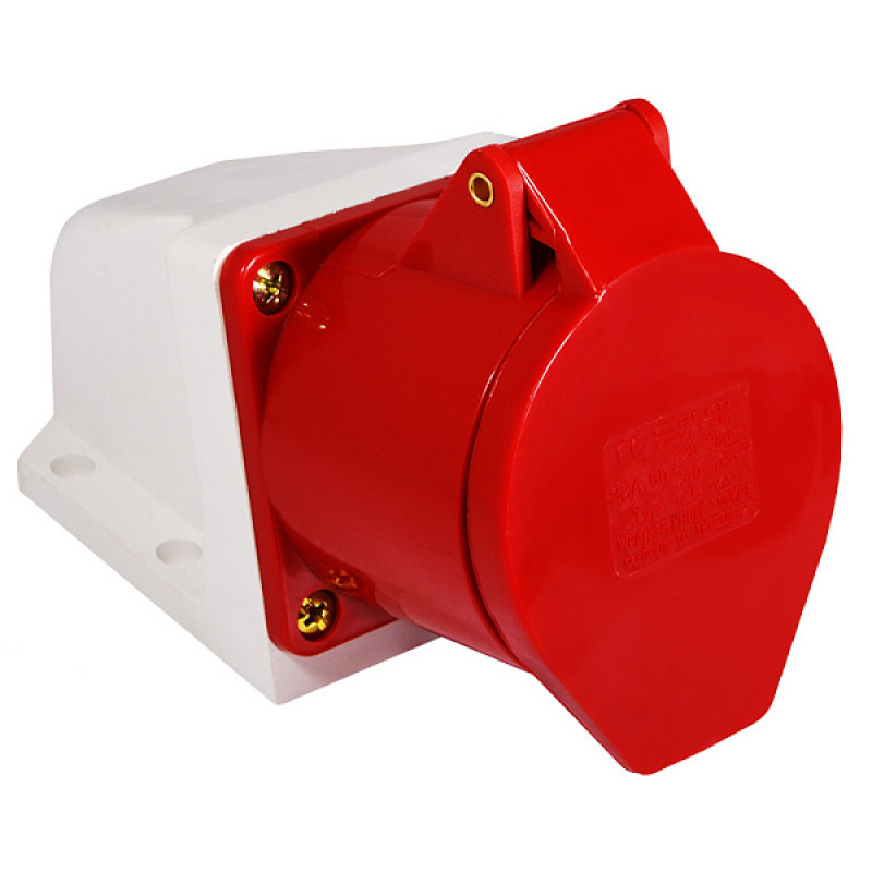 Силовая розетка 3P+N+PE 32А 400В стационарная IP44 красная [A0080040006] ГC (125) АСКО