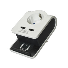 Розетка с USB зарядкой 16А 2P+PE 2хUSB 2,4А белый [WTP11-16-01-G-U] Т-02/01 UEC