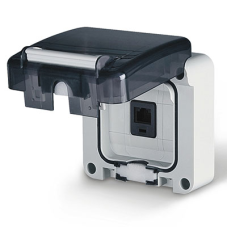 Розетка компьютерная RJ45 категория 5е 95х95мм IP66 поликарбонат серый [DIS137448150] ДКС Quadro