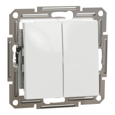 Выключатель двухклавишный ASFORA 71x71x43mm белый [EPH0370121] Schneider Electric