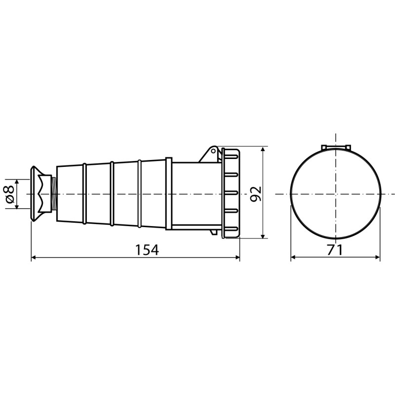 Силовая розетка 3P+N+PE 32А 400В переносная IP44 красная [A0080020006] ГП (225) АСКО
