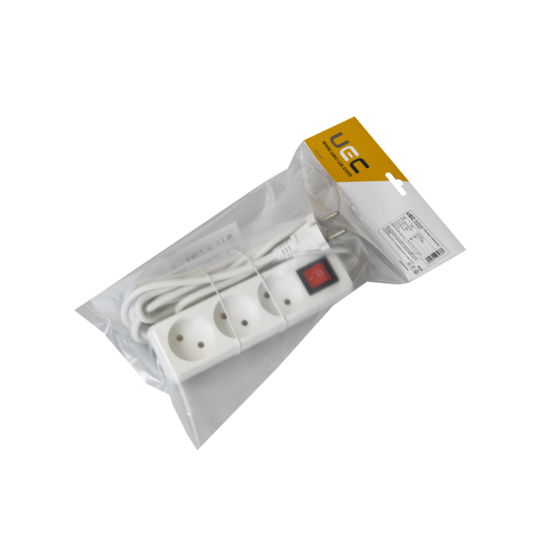 Подовжувач з вимикачем 5м 3 гнізда 2Р IP20 [WYP10-06-03-05-S-N-U] STANDART UEC