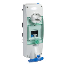 Силовая розетка 2P+E 63А 250В стационарная IP65 синяя [PKB63U523] PratiKa Schneider Electric