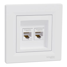 Розетка компьютерная с рамкой RJ45 UTP кат.5Е Asfora белая ABS [EPH4400121] Шнейдер Электрик