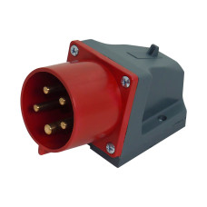 Силовая вилка 3P+N+PE 32А 400В стационарная IP44 красная [HPC-P525-032-5-IP44-U] UEC