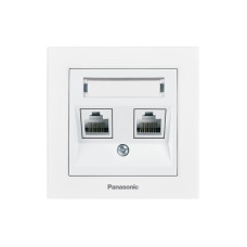 Компьютерная розетка 2xRJ45 кат.5е Karre Plus 55 белая ABS [WDTC94232WH-UA1] Panasonic