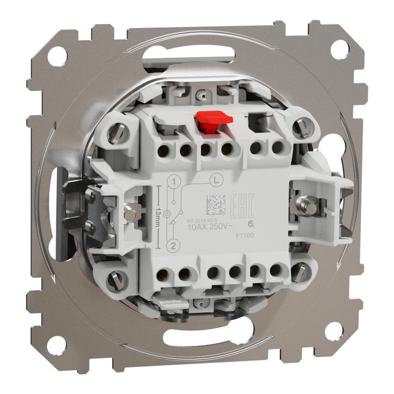 Одноклавишный переключатель с подсветкой алюминий [SDD113106L] ABS-UV Sedna Design&Element Шнейдер Электрик