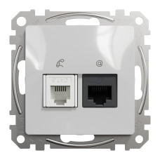 Розетка RJ45+RJ11 6UTP алюминий 73х73х37mm ABS-UV [SDD113468] Sedna Design & Elements Schneider Electric
