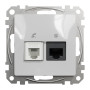 Розетка RJ45+RJ11 6UTP алюминий 73х73х37mm ABS-UV [SDD113468] Sedna Design & Elements Schneider Electric