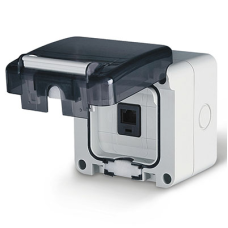 Розетка компьютерная RJ45 наружная категория 5е 95х95мм IP66 поликарбонат серый [DIS137648150] ДКС Quadro