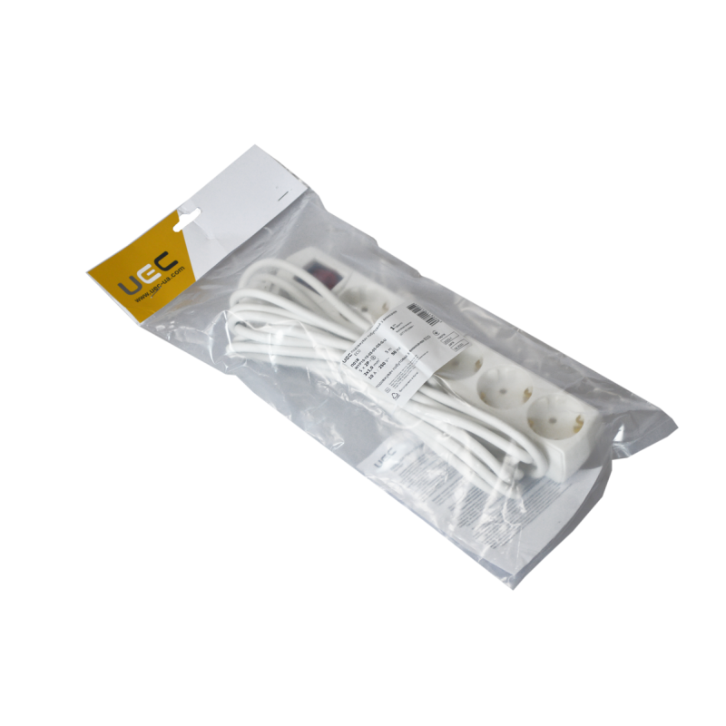 Удлинитель с выключателем 5м 5 гнезд 2Р+PЕ IP20 [WYP10-10-05-05-GS-G-U] ECO UEC