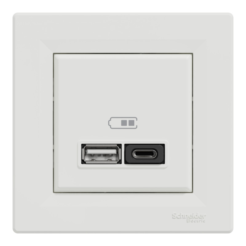 USB розетка A+C 3A Asfora белая ABS [EPH2700421] Шнейдер Электрик