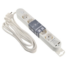 Сетевой фильтр-удлинитель 5 гнезд 3м с з/к USB+Type C с выключателем [ECO019001008] Ornat АСКО