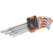 Набор ключей TORX 9шт. ТR10-ТR50 с отверстием сталь Cr-V L-типа [INSKLKLHT010050LT0] TACTIX