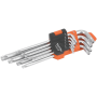 Набор ключей TORX 9шт. ТR10-ТR50 с отверстием сталь Cr-V L-типа [INSKLKLHT010050LT0] TACTIX