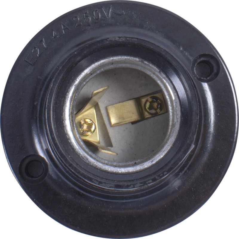 Патрон E27 настінний 56х70mm бакелітовий чорний [s9100019] e.lamp socket wall side.E27.bk.black E.NEXT