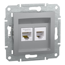 Розетка компьютерная RJ45 кат.5Е Asfora алюминий ABS [EPH4900161] Шнейдер Электрик