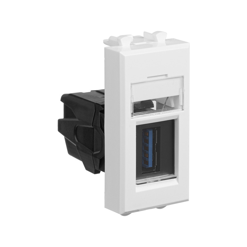 USB Розетка 2,1А 5В Hiperline 1 модуль білий [4400301] ДКС Avanti