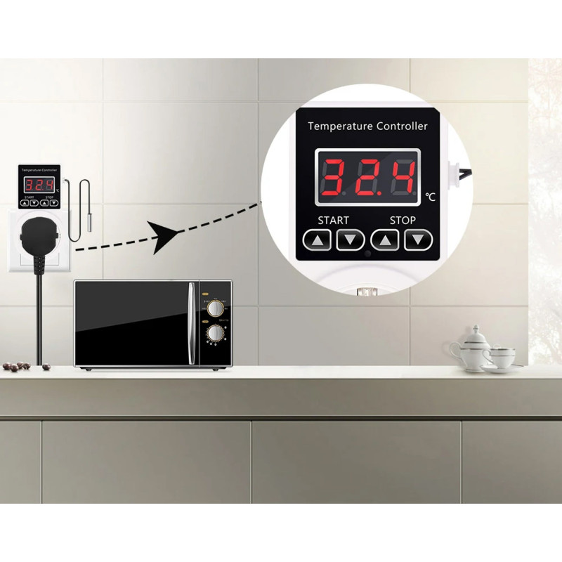 Цифровой термостат 10A 230V с датчиком температуры -20~120℃ в розетку [DART:VPT] TAXNELE