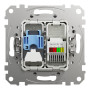 Розетка RJ45+RJ11 6UTP алюминий 73х73х37mm ABS-UV [SDD113468] Sedna Design & Elements Schneider Electric