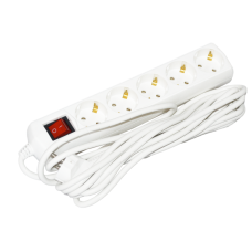 Удлинитель с выключателем 5м 5 гнезд 2Р+PЕ IP20 [WYP10-10-05-05-GS-G-U] ECO UEC