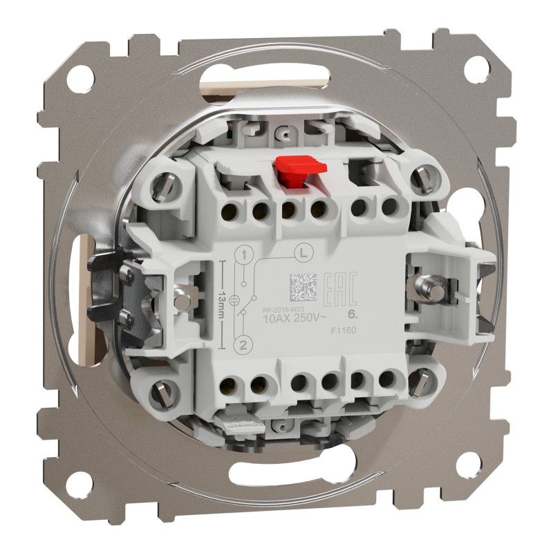 Одноклавишный переключатель с подсветкой бежевый [SDD112106L] ABS-UV Sedna Design&Element Шнейдер Электрик
