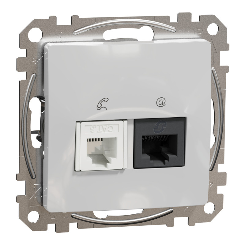 Розетка RJ45+RJ11 6UTP алюминий 73х73х37mm ABS-UV [SDD113468] Sedna Design & Elements Schneider Electric